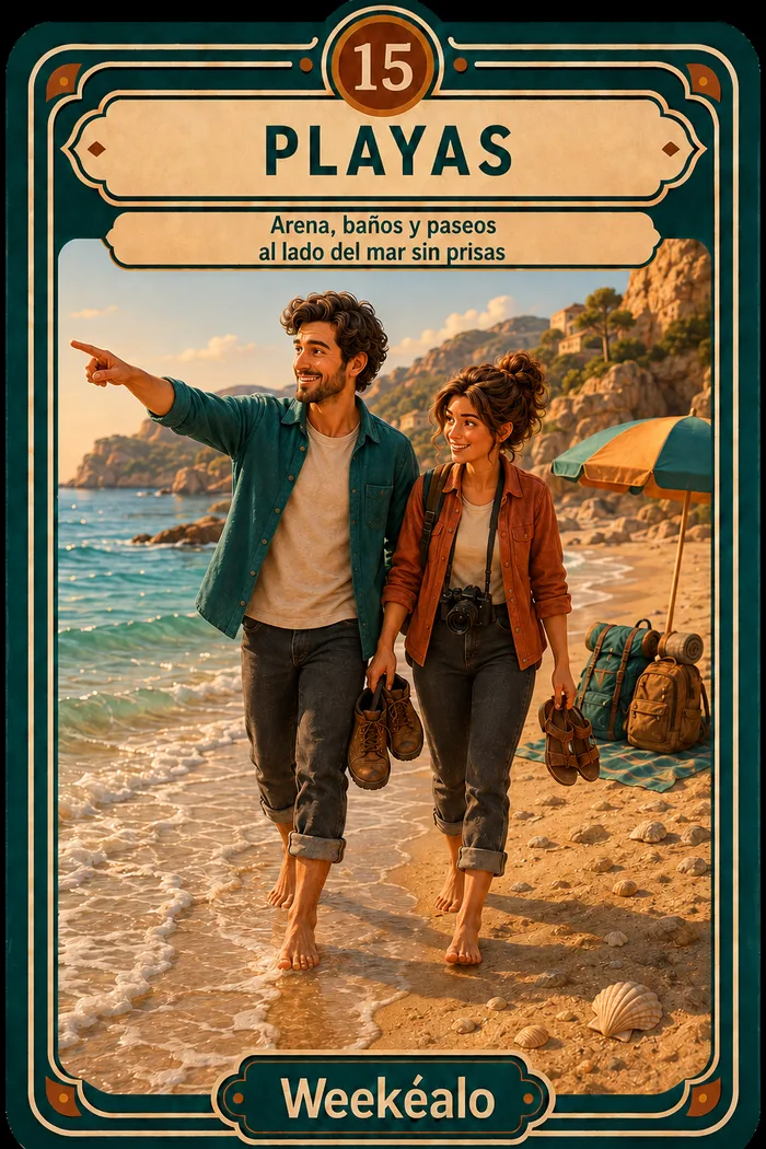 Carta del mazo de Weekéalo: playas, arena y paseos al lado del mar