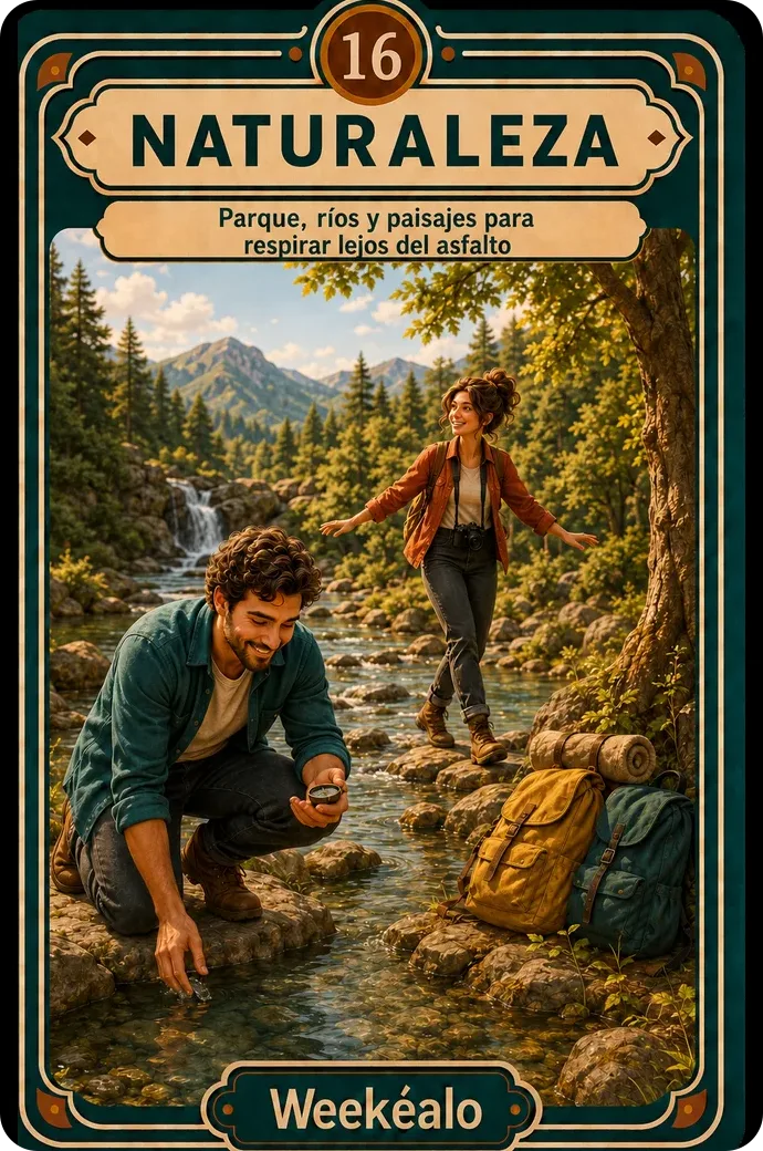 La carta de naturaleza del mazo de Weekéalo, con el bosque y el riachuelo